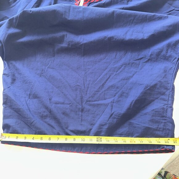 The Working Women Navy Blue 3/4 Sleeve Tunic Dress W/ Red Embroidery & Button De - Picture 11 of 12